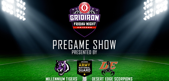 Join us TONIGHT at 6PM for our #GridironFridayNight Pregame Show presented by <a href="/AZNationalGuard/">Pmakerney@aol.com</a> 🏈 
Tonight's <a href="/AZPreps365/">AZPreps365</a> Matchup: <a href="/MillenniumFB/">Millennium Football</a> vs. <a href="/DEdgeFootball/">Desert Edge Football</a>
 
Link in bio to watch!