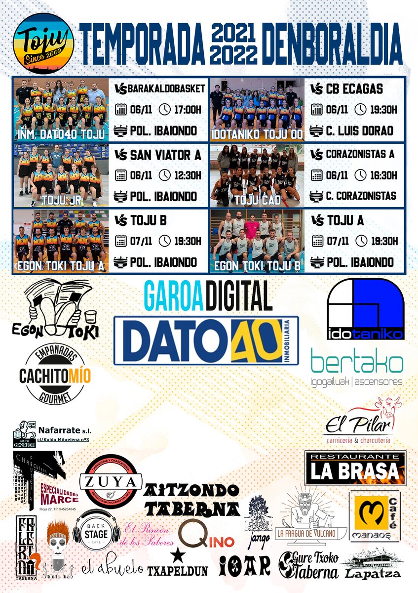 CBToju's tweet photo. Aquí tenéis los partidos de este fin de semana.
Ya sabéis donde encontrarnos; ¡¡¡En Ibaiondo o en los mejores bares!!! https://t.co/P6nJnNM2NE