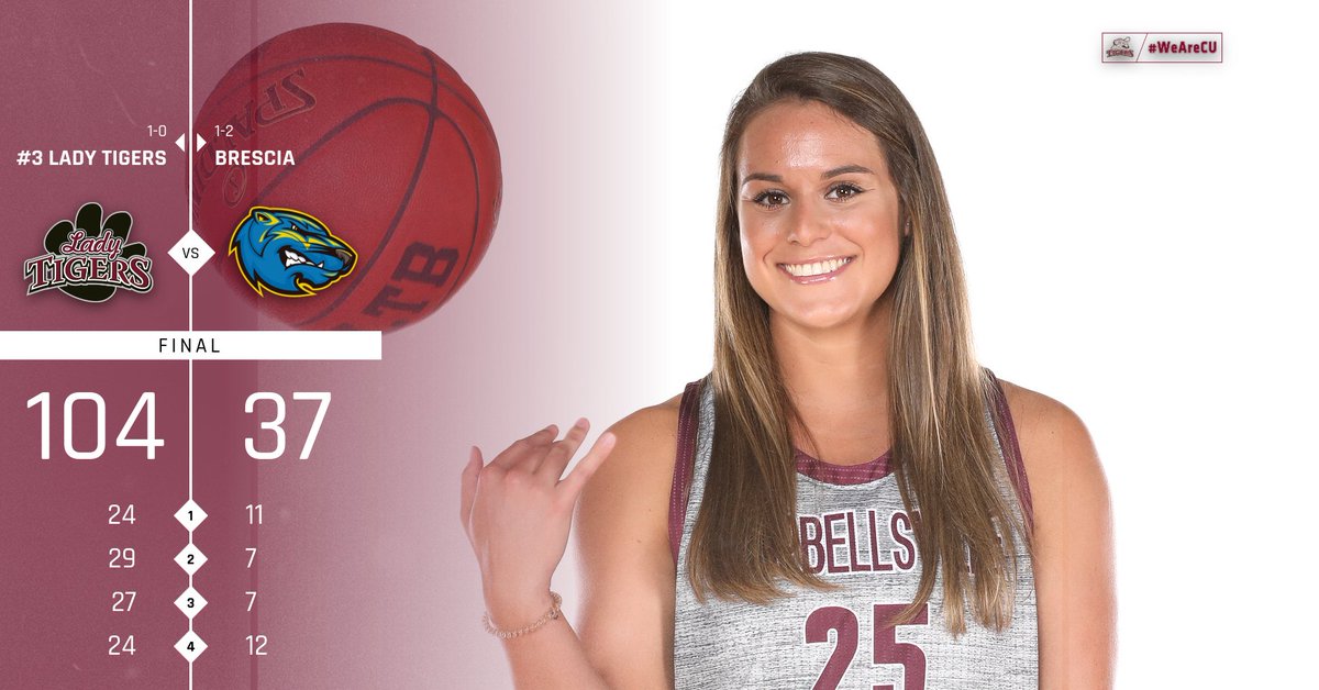 LTB_CU's tweet photo. FINAL | Lady Tiger Basketball opens their season with a dominant win over Brescia! 12 different Lady Tigers get on the scoreboard as McGeorge and Pedigo lead the way with 15 points each

#WeAreCU https://t.co/fKJLpYGnjD