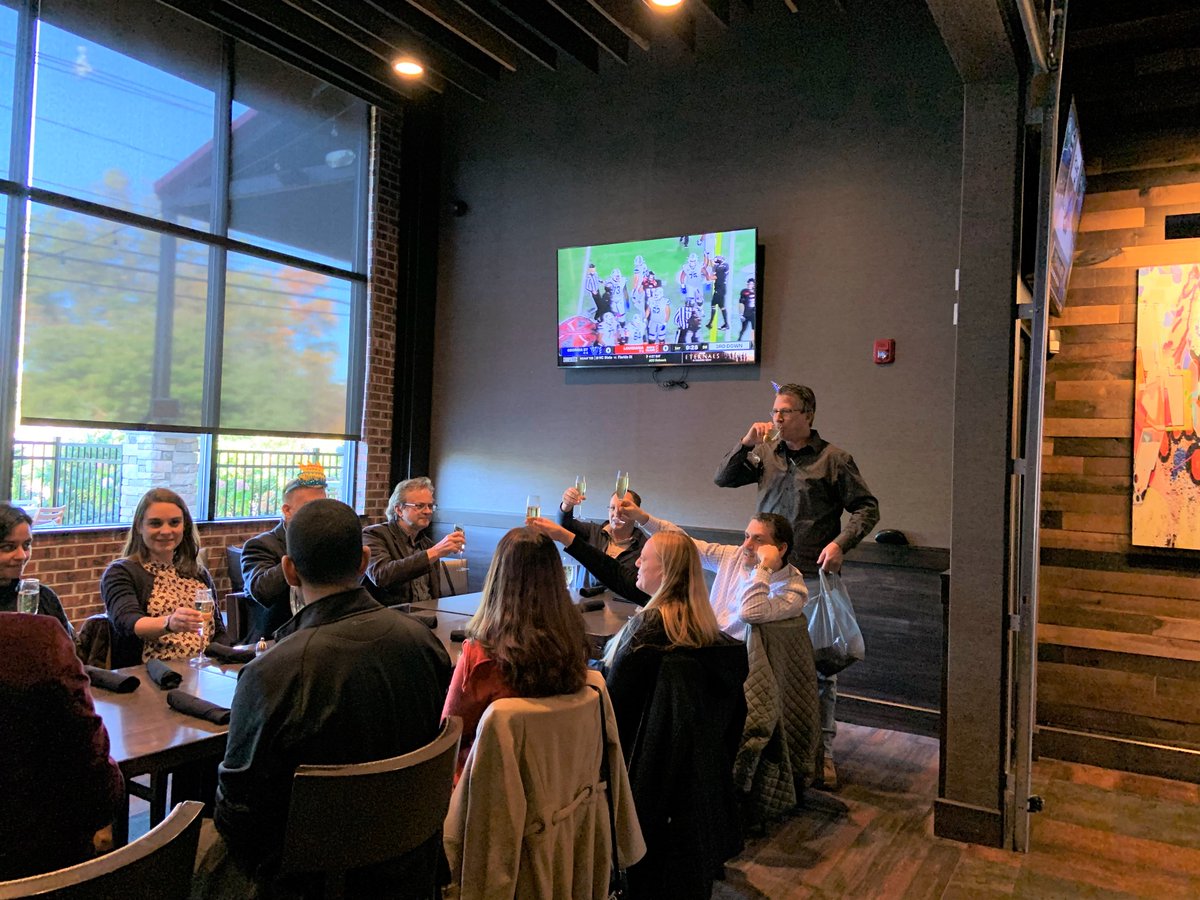 DRGarchitects's tweet photo. Today DRG celebrated our new temporary workspace, office birthdays, and a work anniversary at the Twenty/20 Taphouse in Somerset! Some new and exciting things are taking place at DRG, so stay tuned!

#happyfriday #fridayfeeling #cheerstotheweekend #cheers #staytuned https://t.co/VX1B6E27KU