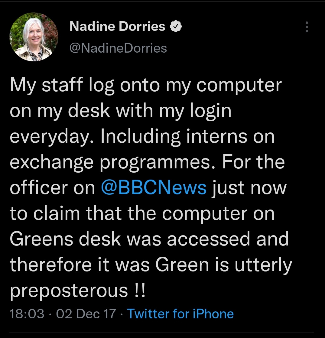 dunleavy138's tweet photo. @NadineDorries But what if the harm is caused by a 3rd party due to user stupidity #Password123 https://t.co/FK7xAmtZYa