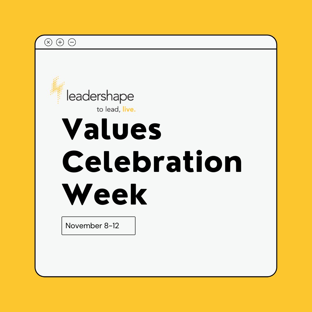 LeaderShape's tweet photo. Next week, we'll celebrate VALUES! Values are our principles & guide our standard of behavior. They represent what is important in life. Join us next week as we talk more about values and hear from some of our community members about their values. #ValuesCelebration #corevalues https://t.co/g1eoBv6EJ9