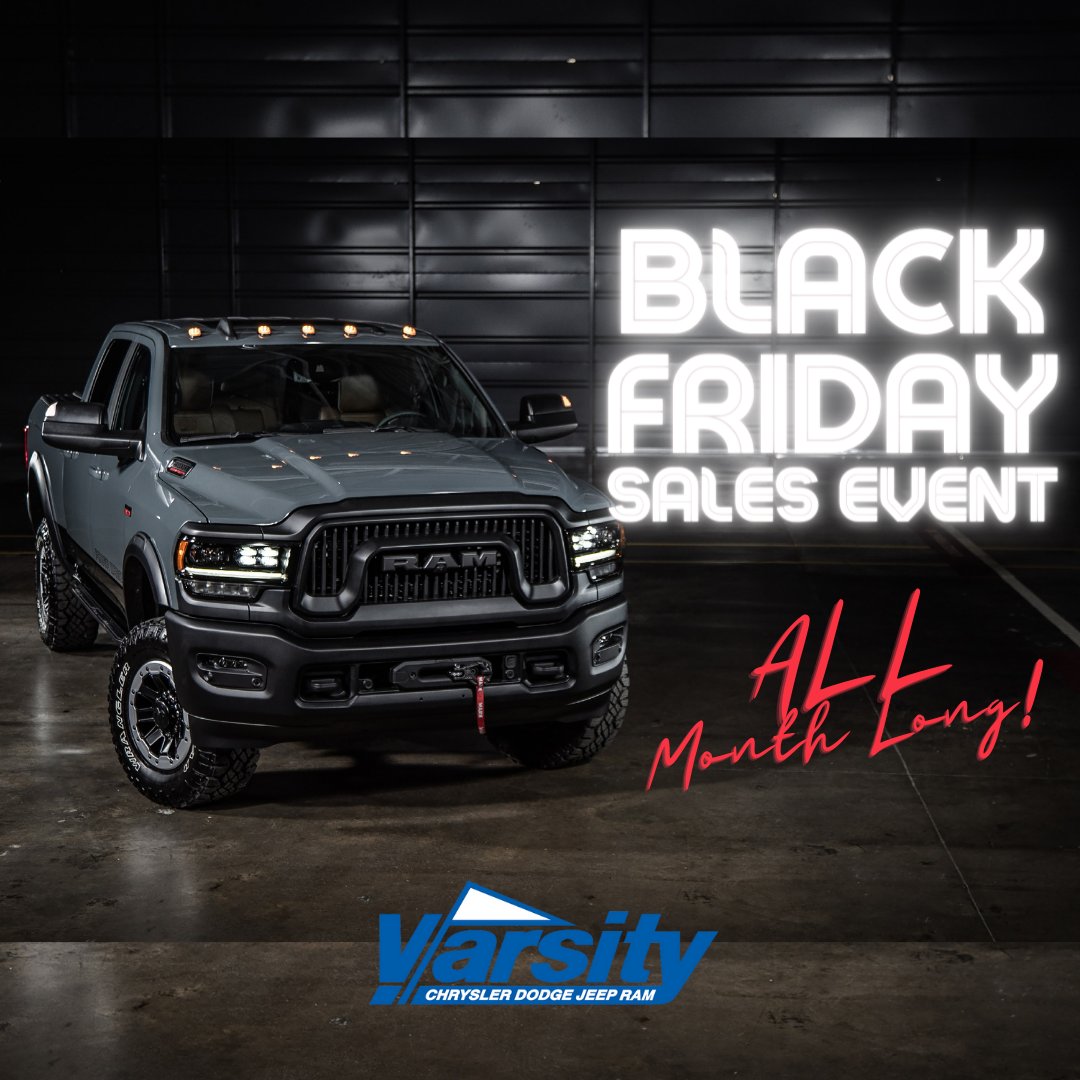 varsitycdj's tweet photo. It's happening!! Black Friday Sales Event ALL MONTH LONG! Got Ram? Come visit us!! We've got lots! #YYC #Calgary #trucks #RAM #Jeep #Dodge #Chrysler https://t.co/b5zvphjhSI