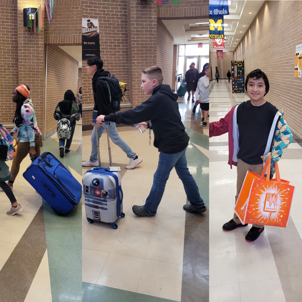 JimBarnesMS's tweet photo. Today we finished homecoming week with anything BUT a backpack day! The kids brought some very unique items! #JBMSisBOLD 
#MatadorFamily https://t.co/SNPf9Fwjl0