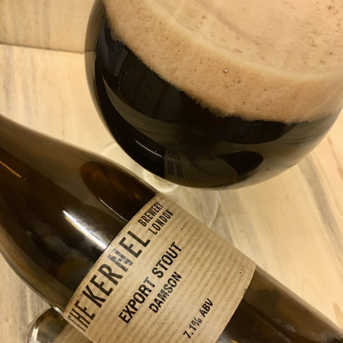 CraftBeerGeezer's tweet photo. The usual Kernel Export Stout is probably my #1 stout! Now drinking the brew refermented with Damsons. Smooth &amp; fruity with a tart edge! #TheKernelBrewery https://t.co/WvRA1grFwa