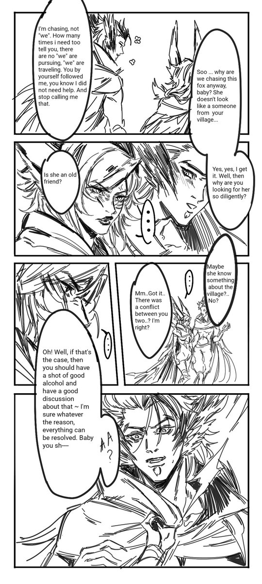 A sketch of how Xayah and Rakan were just starting to travel together (related to Xayah old lore where her entire village disappeared)
1/???
#LeagueOfLegends
#LeagueOfLegendsFanArt
#ArtofLegends #Xayah #Rakan
#Ahri