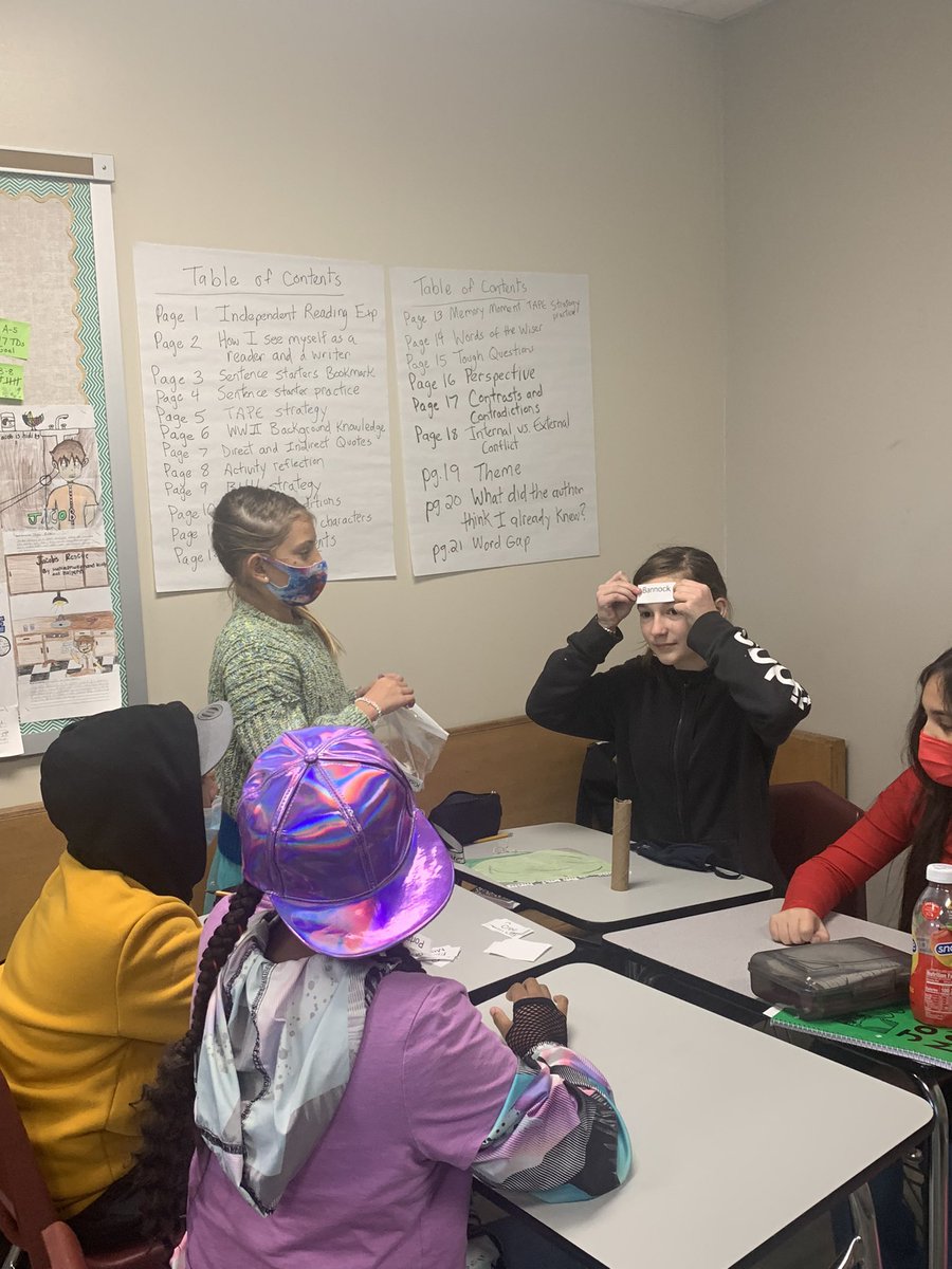 JodiBoschert's tweet photo. So much fun today playing a classroom version of the Hedbanz game using words from our GRA book. They loved it! #GlobalReadAloud #OFarmPride https://t.co/TMeAXK9Zk4