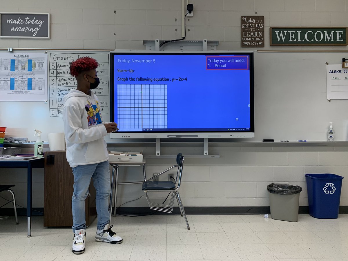 KatieBMacLean's tweet photo. Sometimes having a student go over the warm-up with the class increase engagement! Great job Trayvon! https://t.co/f40gPVdvGQ