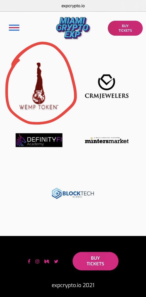 WempToken's tweet photo. Proud to announce that $WEMP is a Sponsor of @MiamiCryptoExp Nov 10-12 at the @JamesLKnightCtr in Downtown Miami. We will be conducting a talk on Wed Nov 10 in the evening, followed by 2 workshops, one on Thurs Nov 11 @ 11am, as well as Fri Nov 12 @ 11am. Look for us! #WempToken https://t.co/GrRfzm5Zyn
