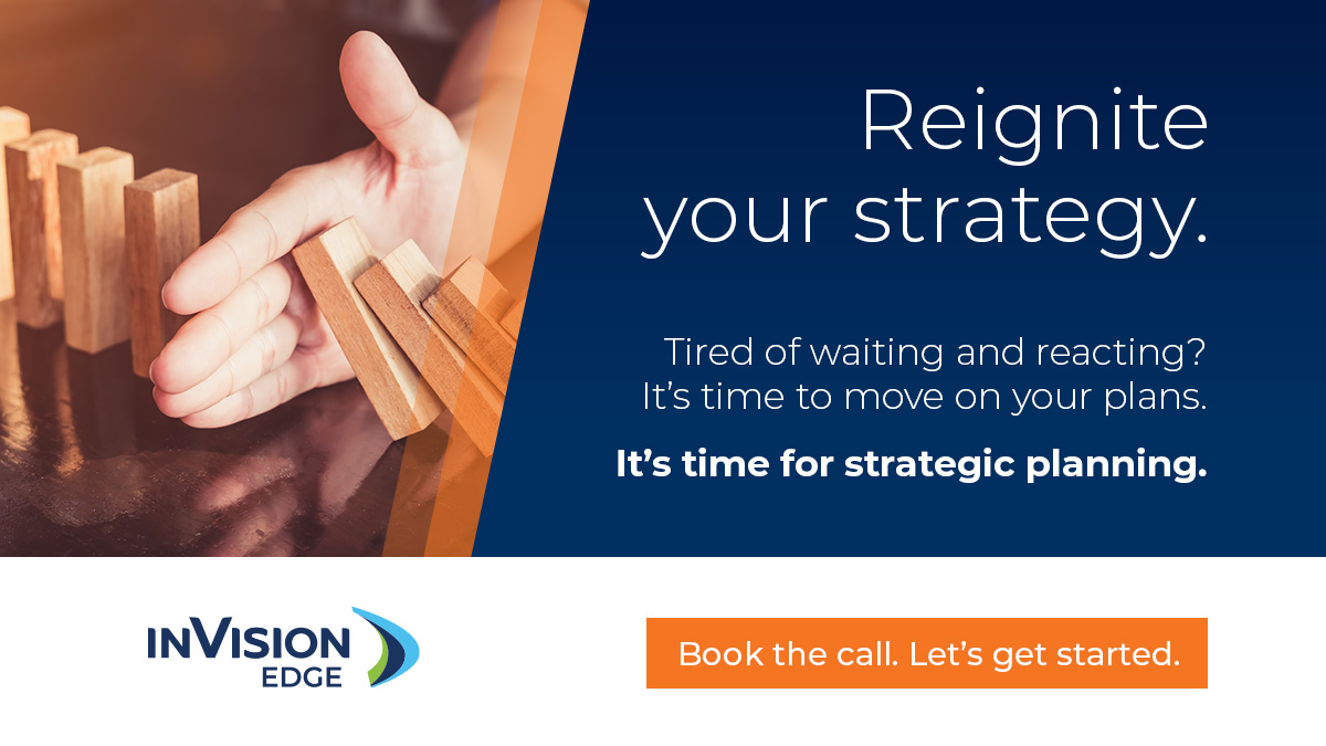 Is your team stuck in the day-to-day? Does your organization have the ability to track change? 

Executing on a strategy is a dynamic process. Reignite, accelerate and execute your strategy. Let's start a conversation. invisionedge.com/strategic-plan…

#strategytoexecution