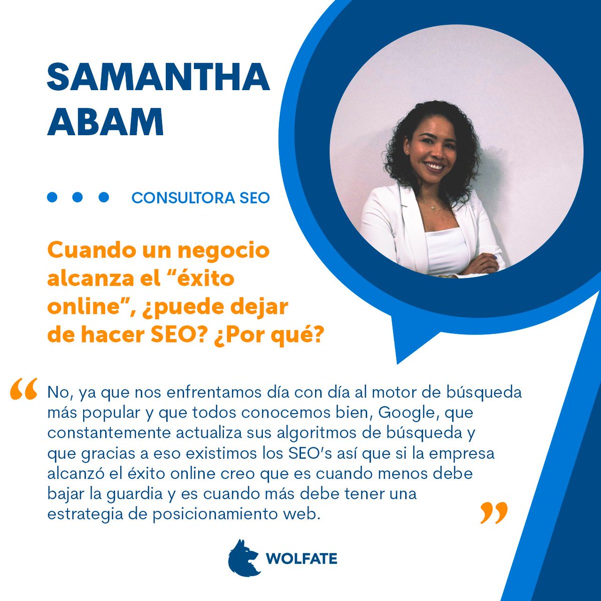 WolfateAgency's tweet photo. Samantha Abam, consultora SEO, comparte que el SEO ofrece el mayor retorno de inversión a largo plazo (9-10 meses en su experiencia); comparte que no se puede dejar de hacer SEO debido a constantes actualizaciones. Lee su aportación completa en: https://t.co/tEnxiMdm0T https://t.co/j3Bl9IErMN