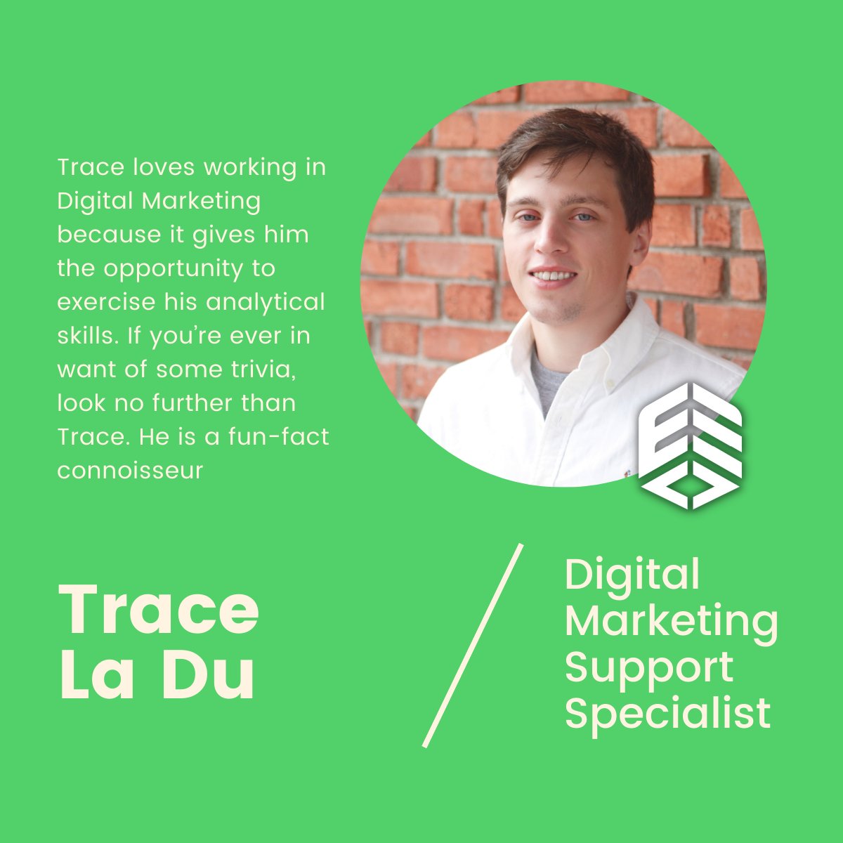 ECWseo's tweet photo. Trace recently joined our team as a digital marketing support specialist. His favorite part of his job is getting to flex his analytical skills. Welcome to the team, Trace! https://t.co/X21tzwYemD