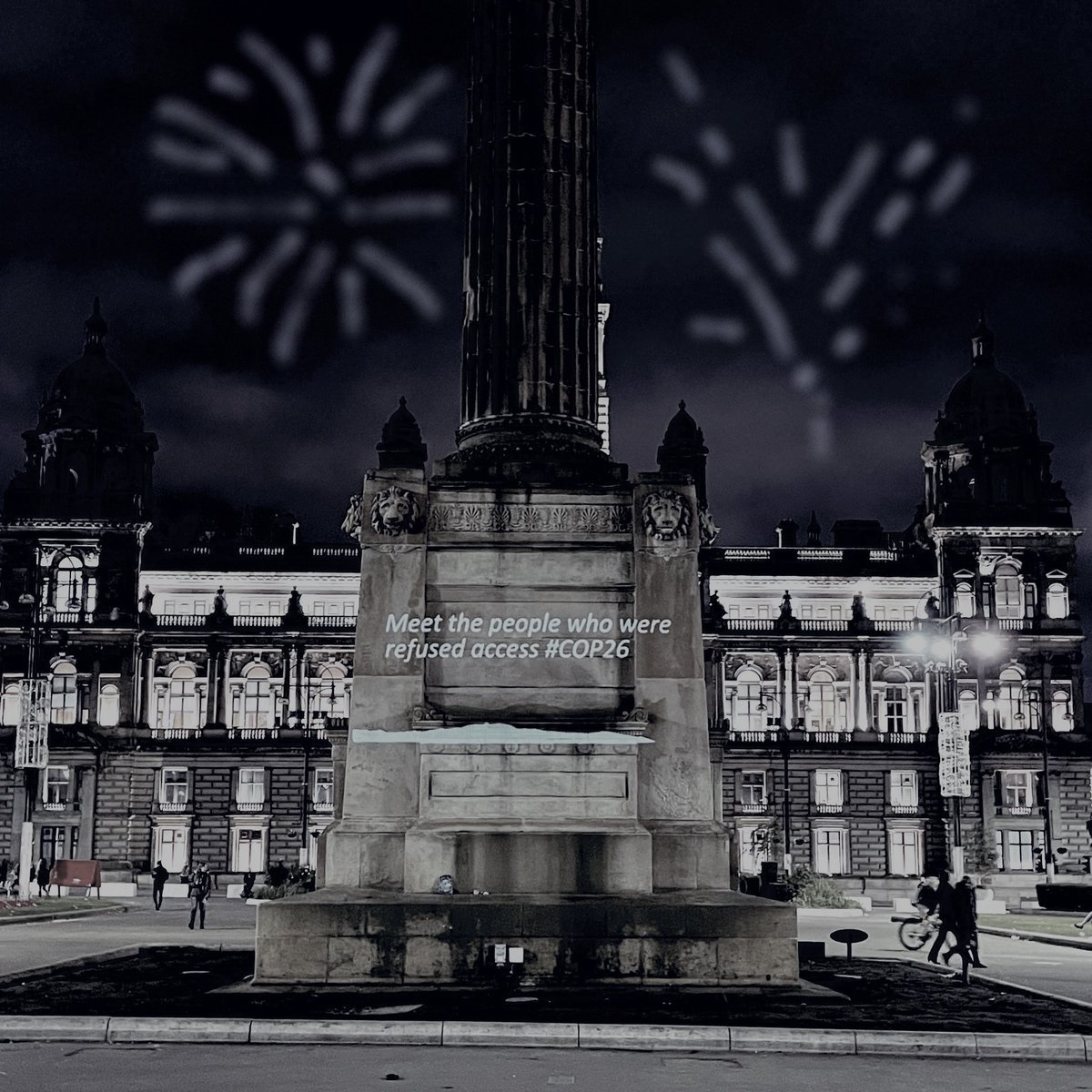 IsabelBaudish's tweet photo. Fireworks in Glasgow, 
Strikers March for the Missing.
Fawke off Fossil Fuels. 

#HaikuoftheDay #COP26 #Day5 #ClimateJustice #ClimateHaiku #WhoIsMissing #ClimateStrike #FridaysforFuture #UproottheSystem 

@CCLUPPSALA https://t.co/h7QQRpDMBK