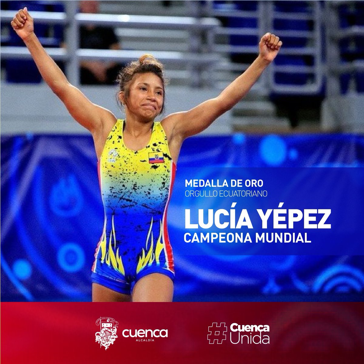 pedropalaciosu's tweet photo. ¡Felicito a #LucíaYépez, por ser la campeona mundial de Lucha en la división 53 Kg, competencia que se llevó a cabo en Serbia! 

Gracias por regalarnos este logro a todos los ecuatorianos y dejar el nombre de nuestro país en lo alto a nivel mundial. https://t.co/9tBpcSfuv2