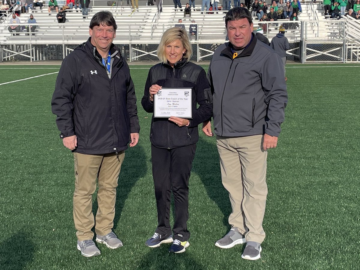 wvssac's tweet photo. The 2020-21 Girls’ Soccer State Coach of the Year award is presented to Amy Mullen, Charleston Catholic High School for her outstanding service and devotion to interscholastic athletics.

Congratulations, Ms. Mullen! https://t.co/ndS0m1coG1