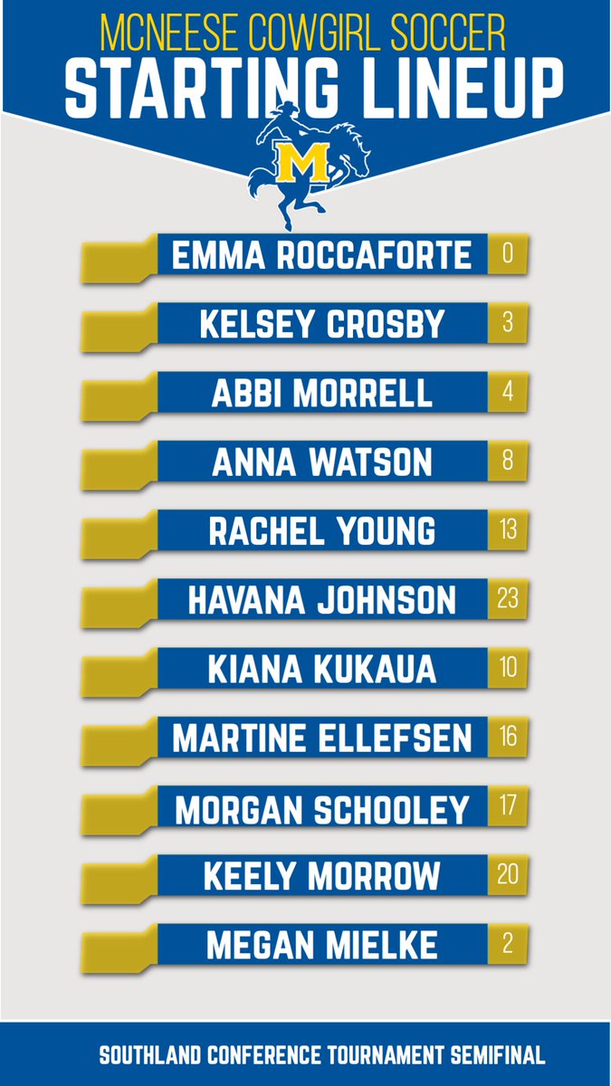 McNeeseSoccer's tweet photo. ALMOST THAT TIME‼️

Starting XI For Your Cowgirls In The Southland Conference Tournament Semifinals. 

#GeauxPokes https://t.co/56K0FASUsb