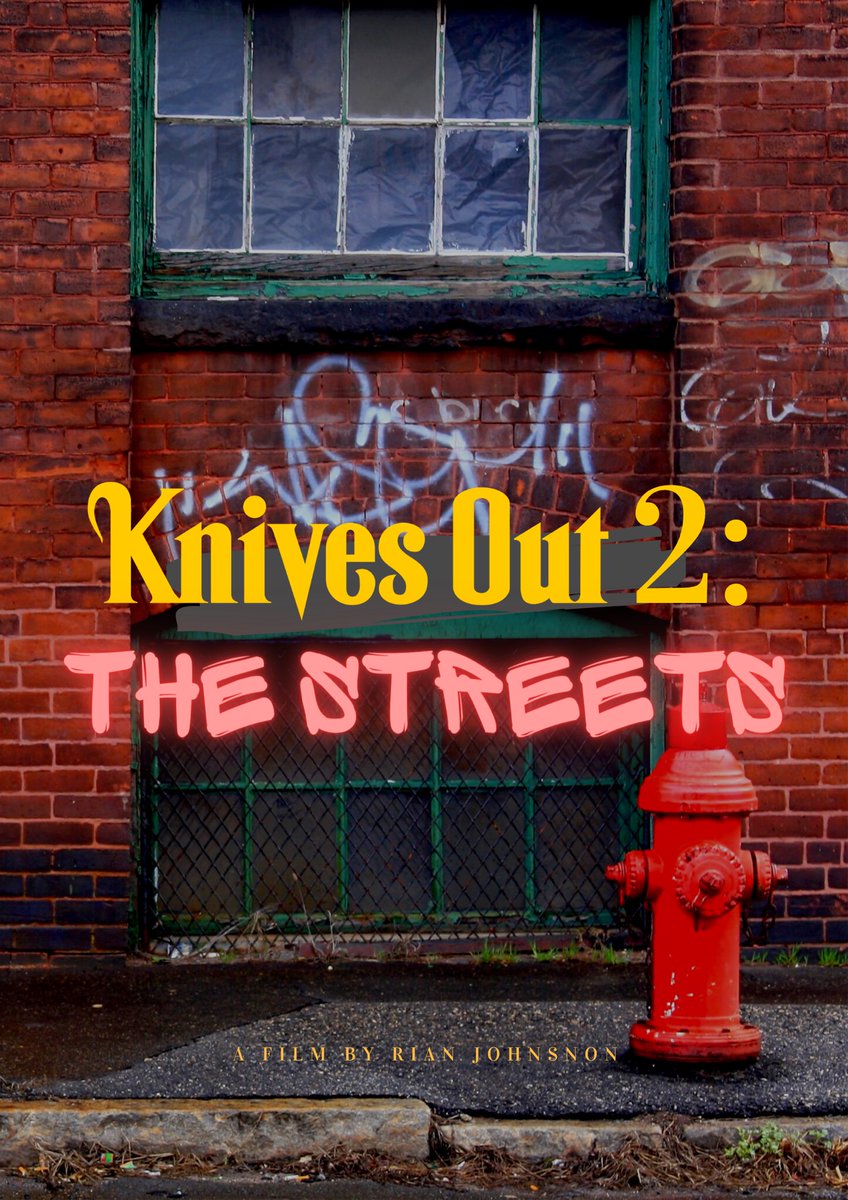 PopDNAPodcast's tweet photo. Just a few ideas for the @KnivesOut sequel’s title we threw around in part 1 of this month’s series, and then Rhonda spent way too much time designing posters in Canva: https://t.co/7ZqjNnPKJw