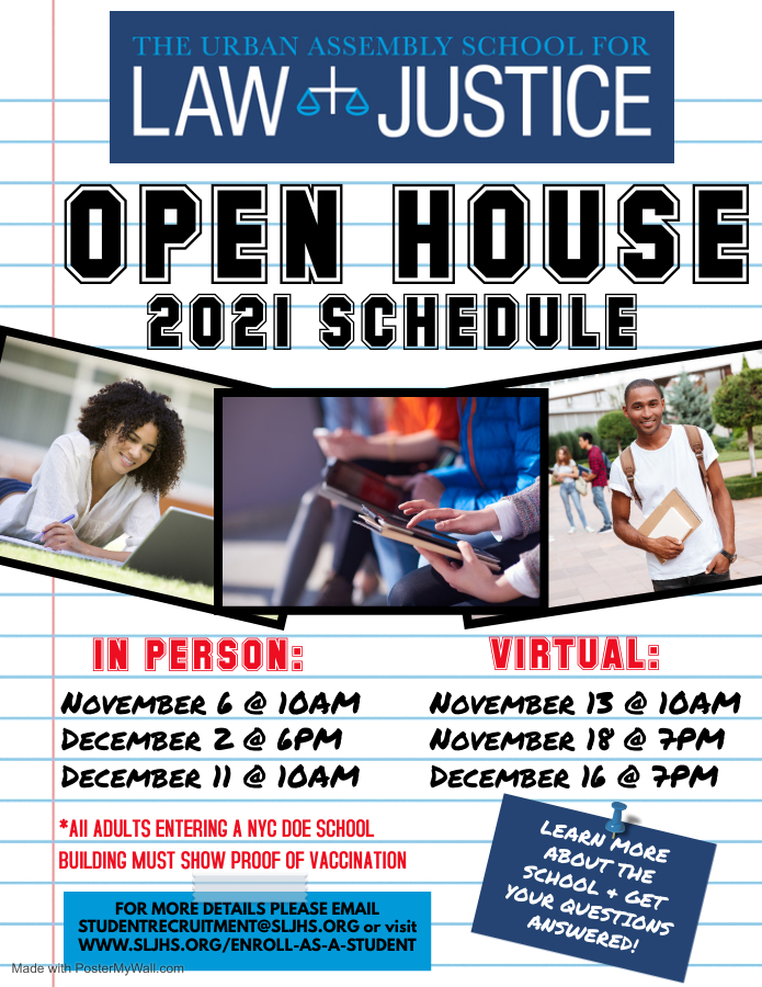UASLJ's tweet photo. Tomorrow!

#highschool #openhouse #brooklyn #slj #sljrocks #law #justice #equity #education https://t.co/mcEV2QheJA