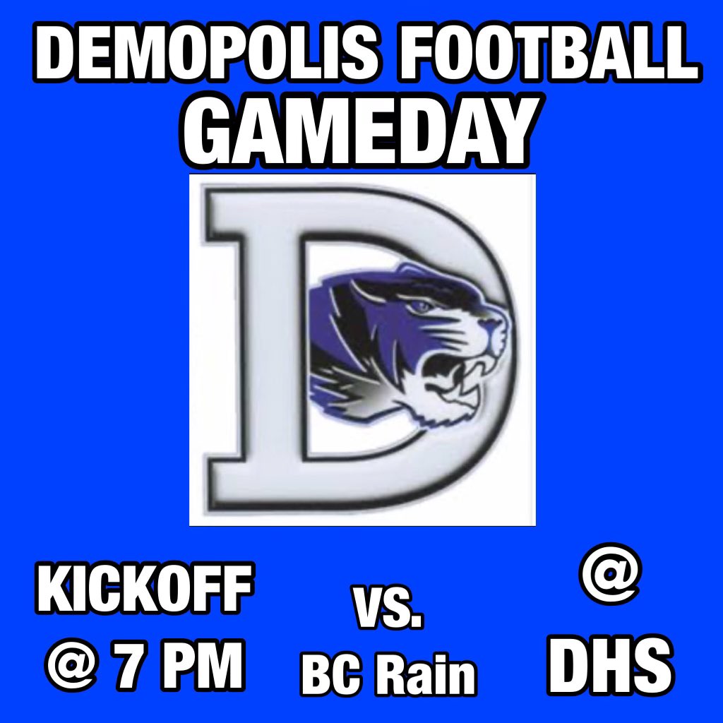 demopstats's tweet photo. The Tigers take on B. C. Rain High School tonight in the first round of 5A playoffs. Kickoff will be at 7 PM. Catch the #blueheat action live on SLY104.9 or on the nfhsnetwork. https://t.co/Ef1IkAIaRh