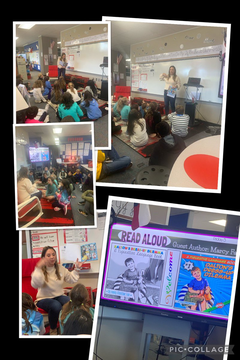 Fernandez_CTC's tweet photo. We were so honored to have my former teaching partner as the Guest Author for our Read Aloud. “Dalton’s Dress Up Dilemma”    Thanks Marcy, the 4th grade students loved you! @BlackBearkats https://t.co/HD1XDHxSWy