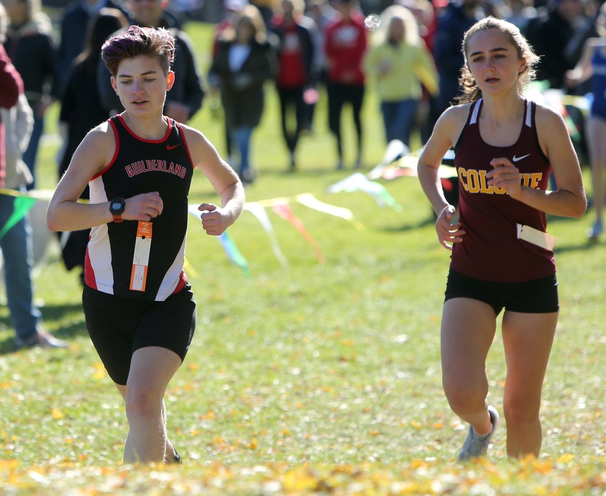 Mike_Photograph's tweet photo. Mariem Sayahi led Voorheesville (1st, 18:31.98) to state meet in Class C. Natalie Elble (28th, 22:50.89) best finisher for BKW-Duanesburg (Class D) &amp; Beth Irwin led the Dutch to an 8 place finish (Class A) w/ her 39th place 19:33.56. @theAEnews @TheTG3 @GoDutchAthletix https://t.co/A1GmX7ez4C