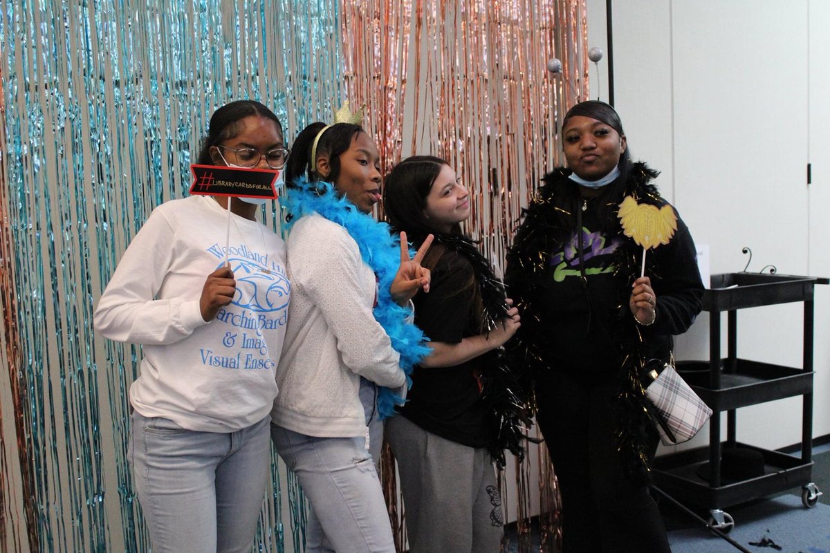 WHHS_Library's tweet photo. What a day! What a party! Every student in the Woodland Hills School District now has a public library card! @WoodlandHillsSD @WoodlandHillsHS @aclalibraries @CCMellorLibrary @BraddockLibrary #librarycardsforall https://t.co/xrFcshH6xN