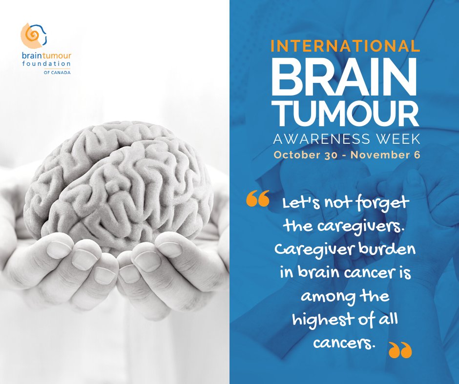 It's International Brain Tumour Awareness Week 🧠! Help us draw attention to the particular challenges faced by caregivers of patients living with a brain tumour. Find all the ways that caregivers can find support: ow.ly/PkB350GGFyE #IBTAWeek