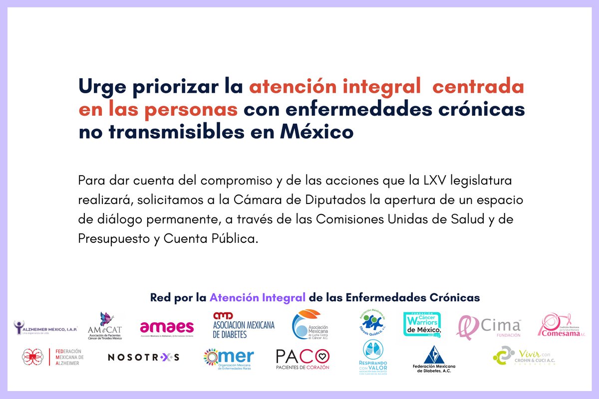 comesama's tweet photo. En la Red por la Atención Integral de las Enfermedades Crónicas estamos convencidos que asegurar que el gasto del sector salud sea eficiente y llegue a todos los niveles, es un primer paso para garantizar la salud del paciente en México. https://t.co/eHyjUKgwCj