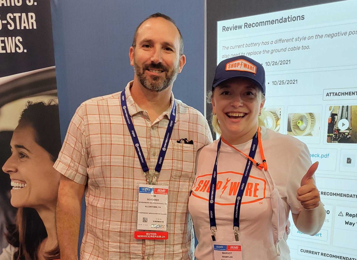 getshopware's tweet photo. We loved learning more about the shops from @BeemerPros at the @SEMAshow this week. We also caught up with current customers Jaisy from @moonlighdiese1, Tom Schearer from @Schearers and Lucas Underwood from L&amp;N Performance. The week blew by so fast at #SEMA2021! https://t.co/4w33NBnO7n