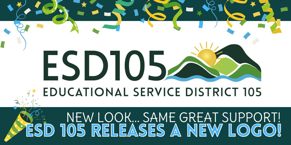 Esd105's tweet photo. We are excited to share our new logo! This logo celebrates the vibrancy of the staff and students we are privileged to support &amp; represents the innovation we see happening across our region! Thank you for all you do every day to make a difference for students in ESD 105! https://t.co/DmTvnkbpm6