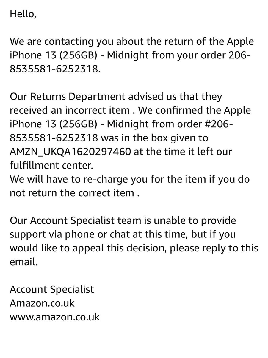 AndyWedlad's tweet photo. @AmazonHelp got this email two weeks ago https://t.co/MEGfGFW1U0