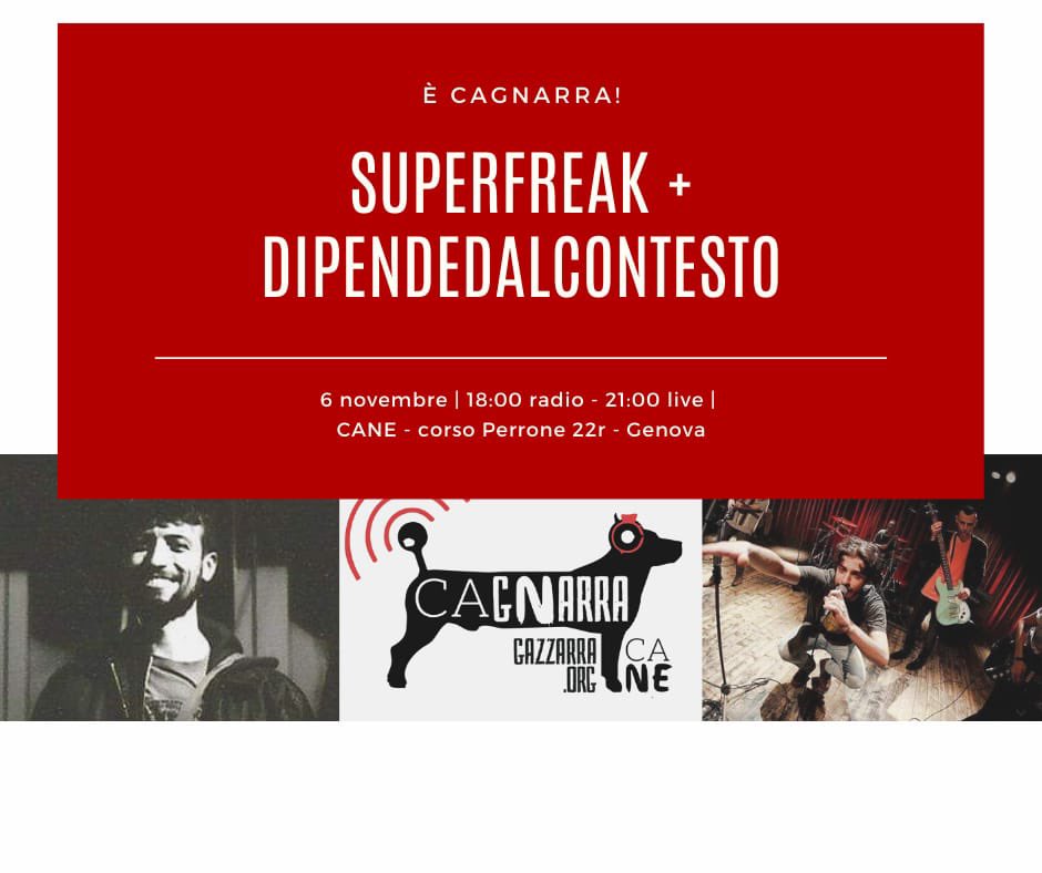 Domani vi aspettiamo in streaming su  gazzarra.org e dal vivo al Cane  per una #Cagnarra autunnale. Vi aspettiamo!