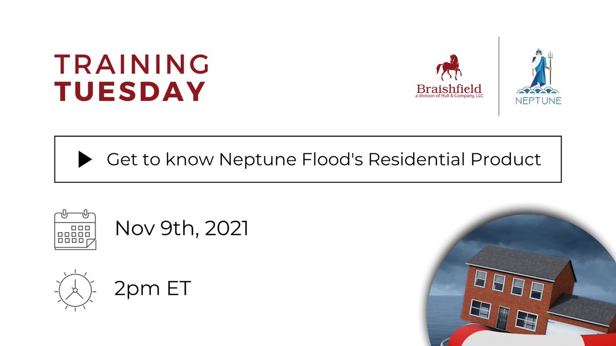 braishfield's tweet photo. Quote #FloodInsurance in minutes with @neptuneflood 🌊

Sign up for a webinar to learn how! https://t.co/n4Po3uy82L

🏪 Commercial Flood - 11am ET
🏠 Residential Flood - 2pm ET

#Braishfield #TrainingTuesday #NeptuneFlood https://t.co/R3QdcZikUV