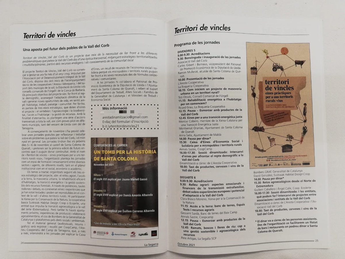 de_vincles's tweet photo. Publicació de @de_vincles a @RevistaSegarra, entrevista a @lagaliparla membre de @arestacoop #repoblament #agroecologia #relleuagrari #economiacirular @DiputacioLleida @cc_urgell @lavalldelcorb https://t.co/rVKQwKDOLI