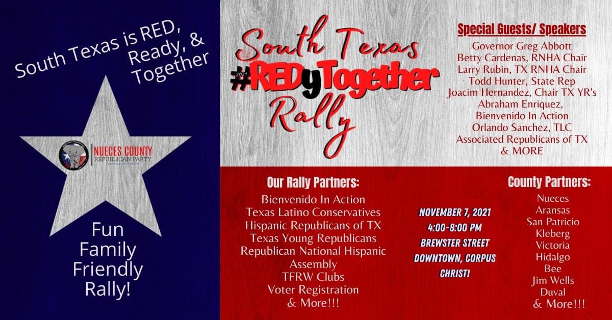 JBBMMarketing's tweet photo. This Sunday! FREE event for South Texas with Governor Greg Abbott!  11-7-21. 4-8 pm at Brewster Street in downtown Corpus Christi!! https://t.co/Af5dYGCn0s