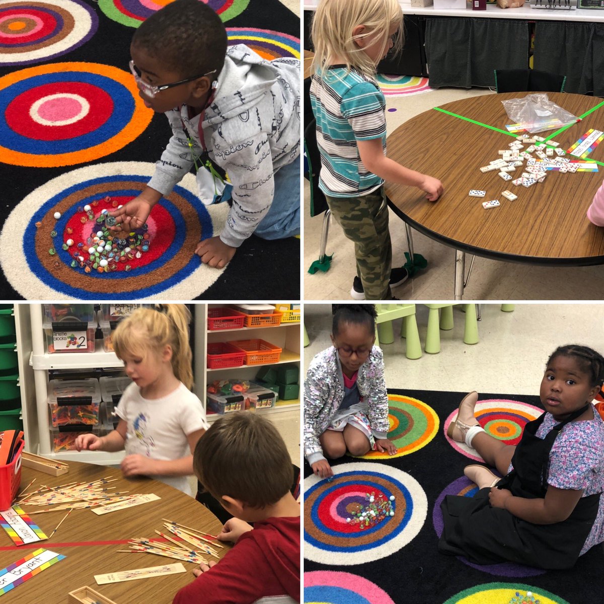 mchaffin's tweet photo. Long Ago Day in Kindergarten! #dominoes #pickupsticks #checkers #marbles #jacks #tops #sticksandbones #makingbutter @gardendaleel @JEFCOED https://t.co/Wz9jaLHvVo