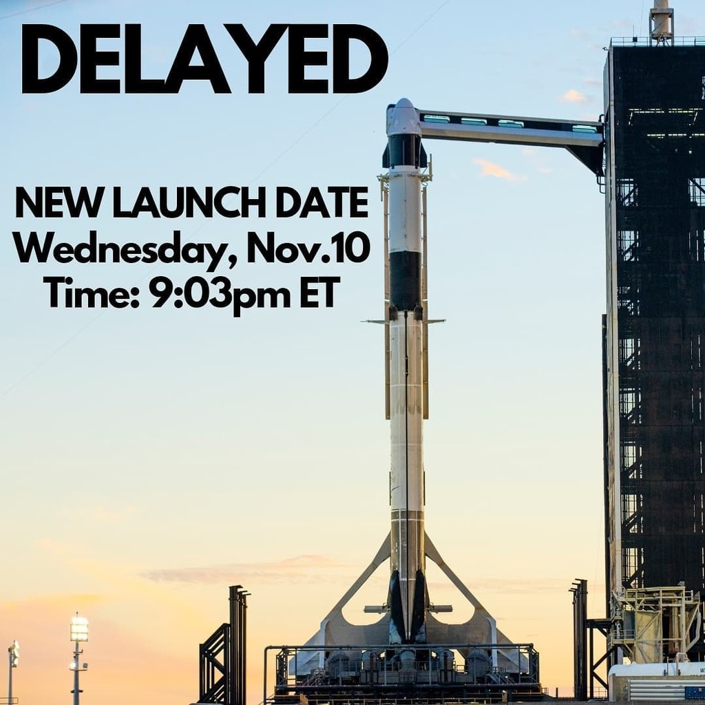 NASA has again delayed the #Crew3 launch, with a docking to the Space station on Thursday at 7:10pm ET
@SpaceX https://t.co/XFOayrQzQU