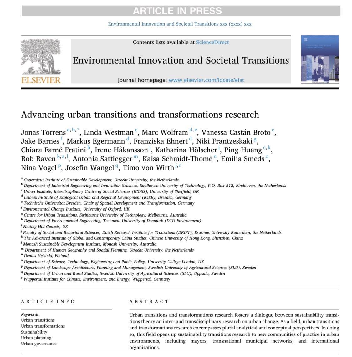 Rob Raven (@robraven) on Twitter photo We identify four avenues for Urban Transitions and Transformations research in this new viewpoint in EIST. Great leadership by <a href="/jonas_torrens/">Jonas Torrens</a> in pulling this together. authors.elsevier.com/c/1e1XT7sbuJDH… <a href="/MonashMSDI/">Monash Sustainable Development Institute</a> We identify four avenues for Urban Transitions and Transformations research in this new viewpoint in EIST. Great leadership by <a href="/jonas_torrens/">Jonas Torrens</a> in pulling this together. authors.elsevier.com/c/1e1XT7sbuJDH… <a href="/MonashMSDI/">Monash Sustainable Development Institute</a>