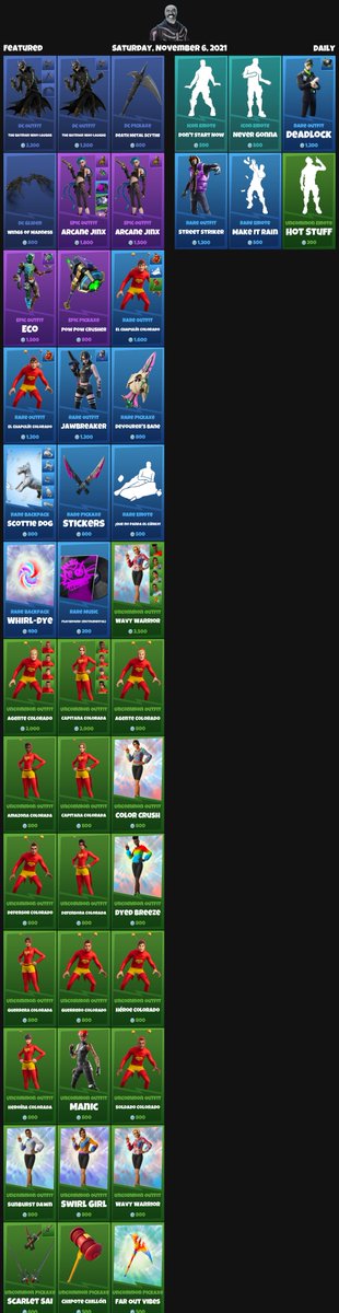 FNBRITMSHOP's tweet photo. #Fortnite Item Shop for Saturday, November 6, 2021 https://t.co/ddfPDVbaxs