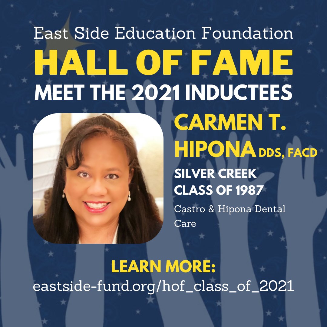 esuhsdef's tweet photo. Have you met our 2021 Hall of Fame inductees like Carmen Hipona? Get to know them at https://t.co/rqcAKtBakx
#EastSideHOF2021 #ESSJ #ESUHSD #ESUHSDProud #EastSideSuccess #WeAreEastSanJose #SilverCreek https://t.co/V36tJVcxkI