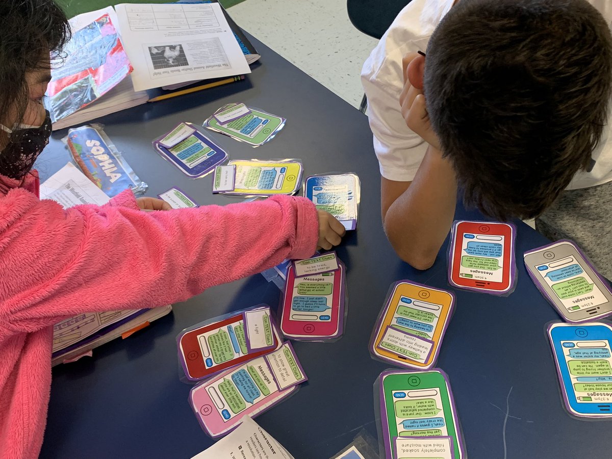 Some of our literacy centers this week: dialogue practice, finding multiple meaning word pairs, and reading text messages to practice conTEXT clues. #literacy #literacycenters