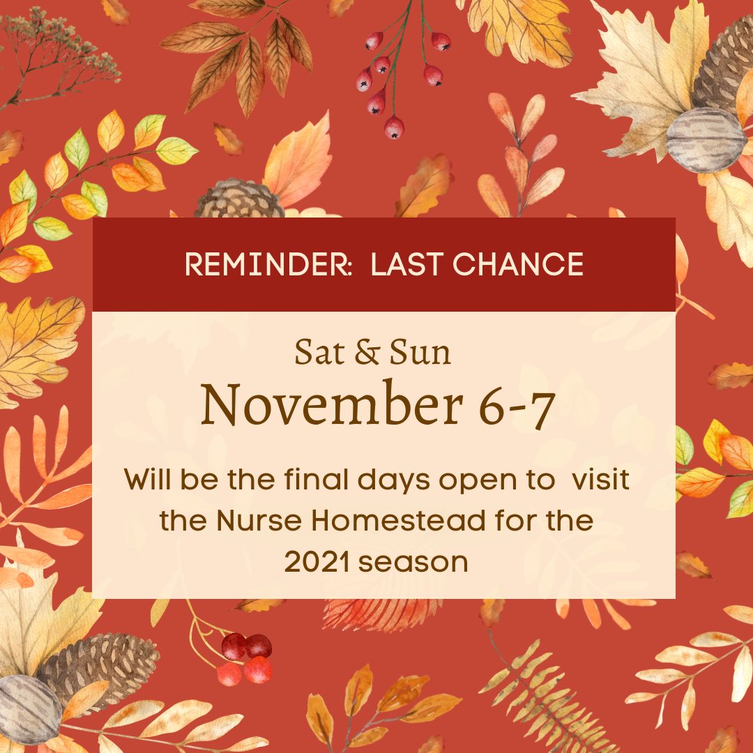 NurseHomestead's tweet photo. Visit us this Saturday or Sunday 10-3. #rebeccanurse400 #2021 #lastchance https://t.co/X39Xm1ANvG