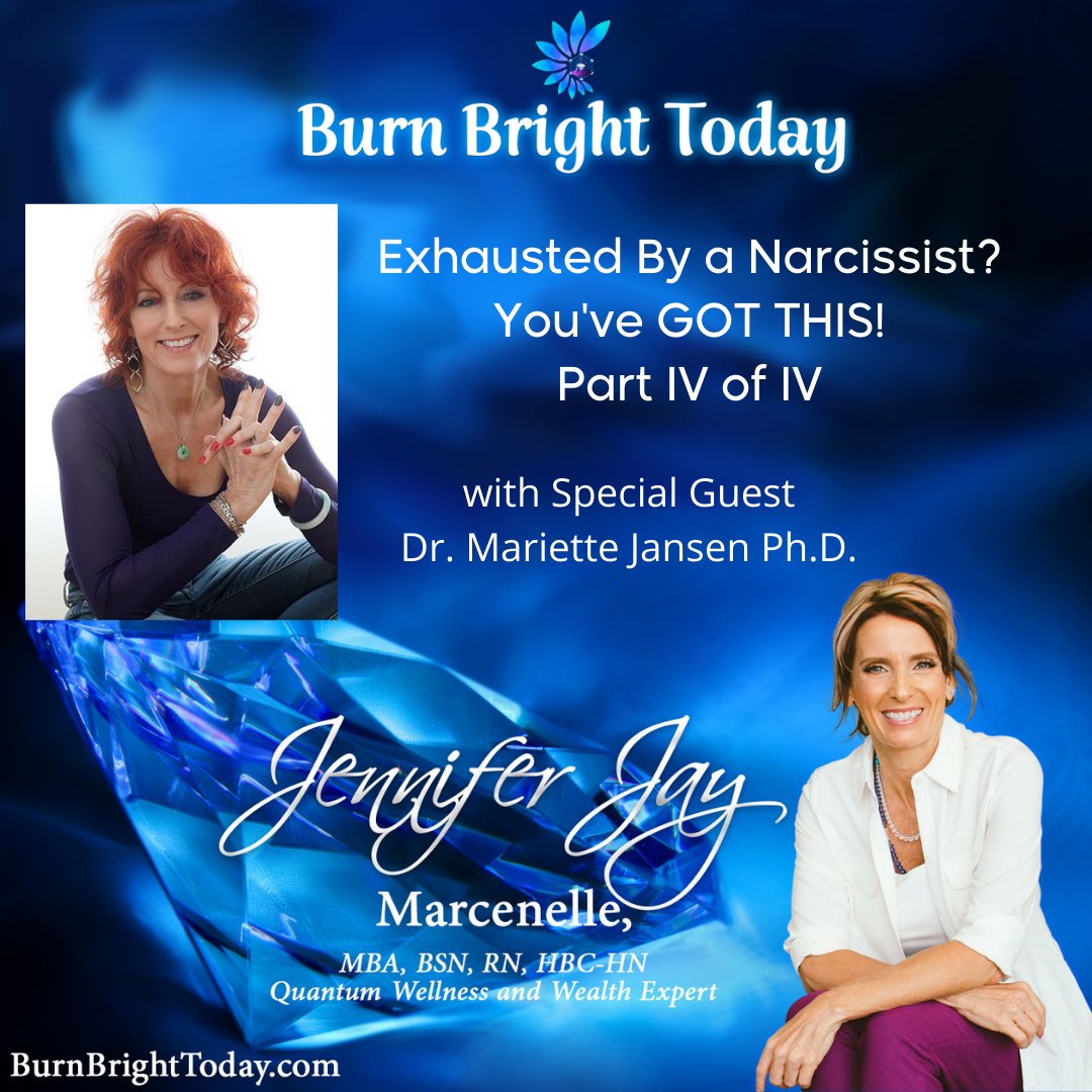 BurnBrightToday's tweet photo. Exhausted By a Narcissist? You've GOT THIS! Part IV of IV with Dr. Mariette Jansen! Tune in Monday 11/8 at 9am PT  https://t.co/nAR4yiLCmO @Mariette_Jansen #narcissism #anxiety #imposter #empowerment #energy #psychology #victim #victor #exhaustion #drjansen #workplace #drdestress https://t.co/9wp5Vu9dW1