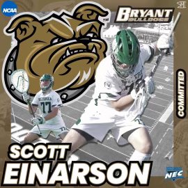 LaxBillerica's tweet photo. Congratulations to Scottie Einarson committing to @Bryant_MLax !!!  The whole Billerica lacrosse family is proud of you!  All your hard work and dedication is paying off.  Glad we have another 2 seasons with you first! #family #letsgo #committed https://t.co/4ugcVqq6u5