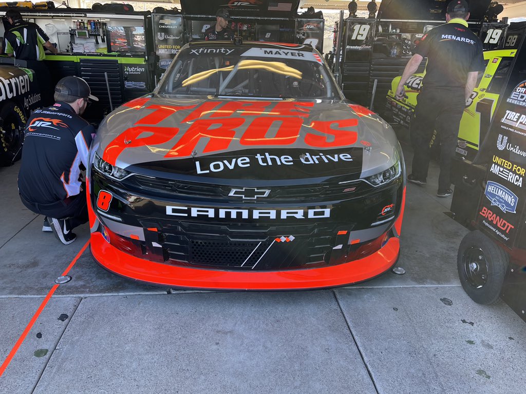 JRMotorsports's tweet photo. Practice day. @sam_mayer_ and the No. 8 @tirepros are getting ready to head out at 6 p.m. Tune in via @_TrackPass https://t.co/s7gafGHlf0