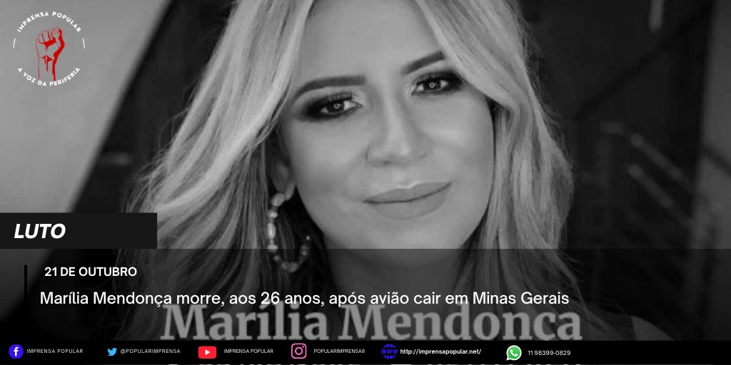 PopularImprensa's tweet photo. @eunbizs A cantora @MariliaMReal, de 26 anos, morreu, nesta sexta-feira (5/11), após sofrer um acidente aéreo nos arredores da cachoeira da Piedade, em Caratinga (MG). A informação foi confirmada pelo Corpo de Bombeiros Militar de Minas Gerais (CBMMG). https://t.co/tySGNjpynv