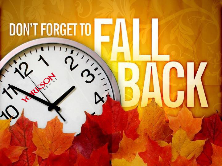 Don't forget to set your clocks back one hour tomorrow night!