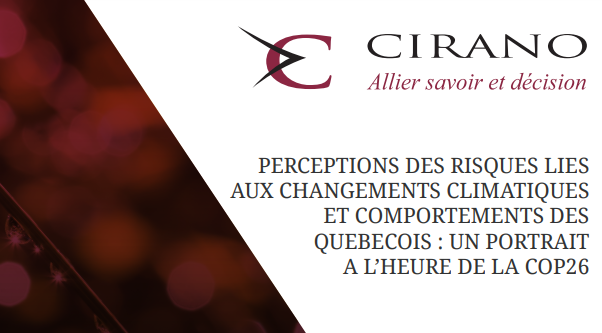 Publication de l’étude de cas #BaromètreCIRANO
« Perceptions des risques liés aux changements climatiques et comportements des Québécois : un portrait à l’heure de la COP26 »🌎 Par <a href="/IngridPeignier/">Ingrid Peignier</a> et <a href="/n_demarcellis/">N.de Marcellis-Warin</a> 
Retrouvez l'intégralité du document 
👉bit.ly/3CQQtTc