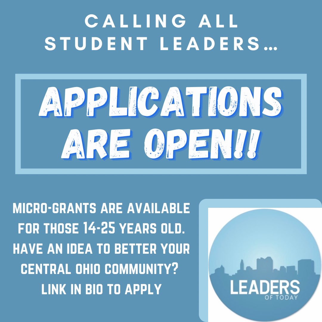 studentsleadtoo's tweet photo. Are you (or do you know someone who is) 14-25 years old with an idea on how to make your community a better place? Leaders of today wants to help make your vision a reality. Click the link in our bio to get started on an application for up to $1000 to fund your community project. https://t.co/OjbD9BncsC