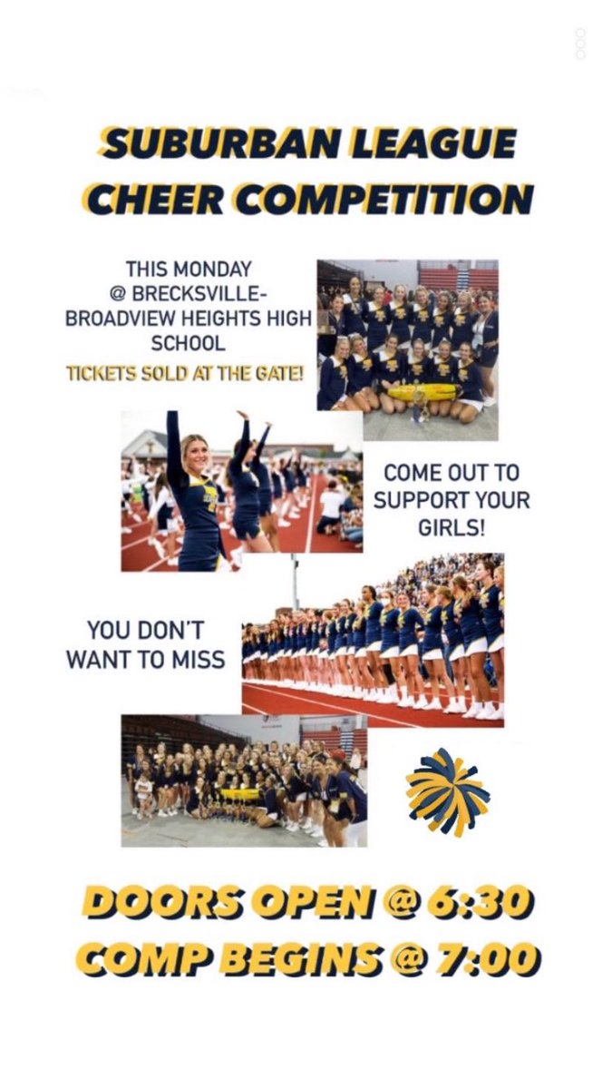 Y’all our THS Varsity and JV squads merged and are entering a competition Monday. Come out and cheer us on! @nikoroldann @tallmadge_cheer @Tallmadge_AD #cheercompetition #beatkent